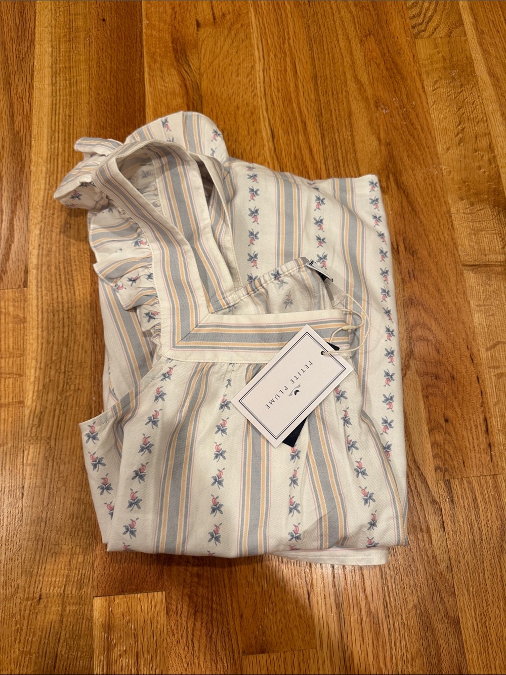 Petite Fleur Women's Floral Stripe Pajama Top - Cream/Blue